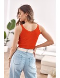 Kurze Strickbluse mit Trägern, ziegelrot MP32858 – Online-Shop – Boutique